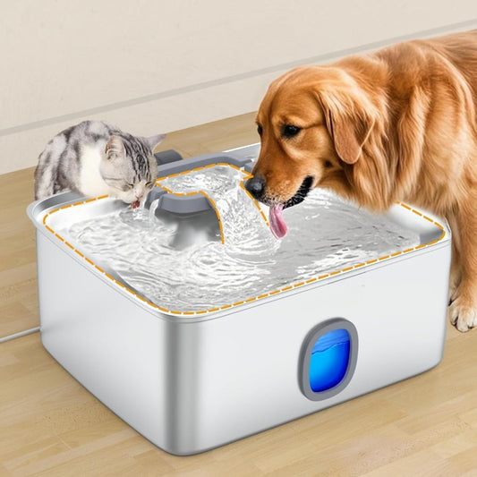 Stainless steel dog water fountain with ultra-quiet pump