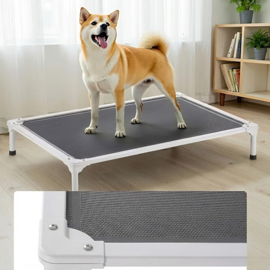 Durable Large Dog Bed – Portable Aluminum Raised Cot with Breathable Teslin Mesh