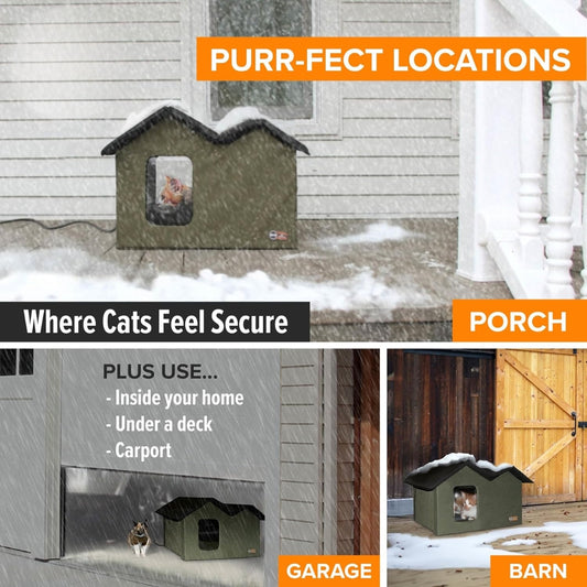 Insulated heated cat house for feral cats in winter