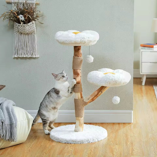 Cloud white cat tower with two plush perches