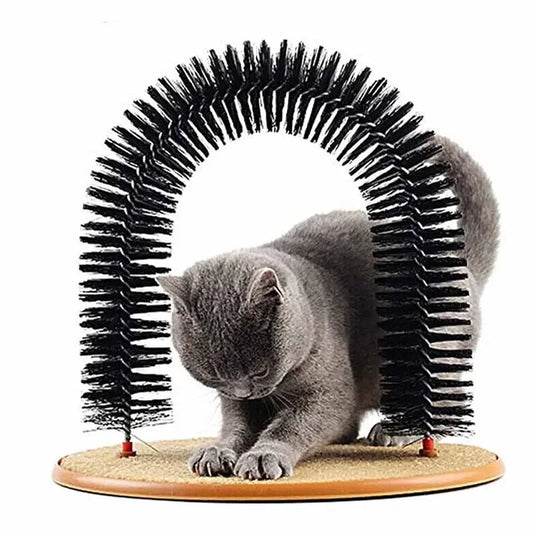 Cat arch toy with scratching carpet base