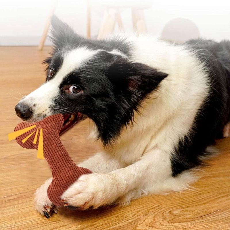 Bone Squeaky Plush Dog Toy