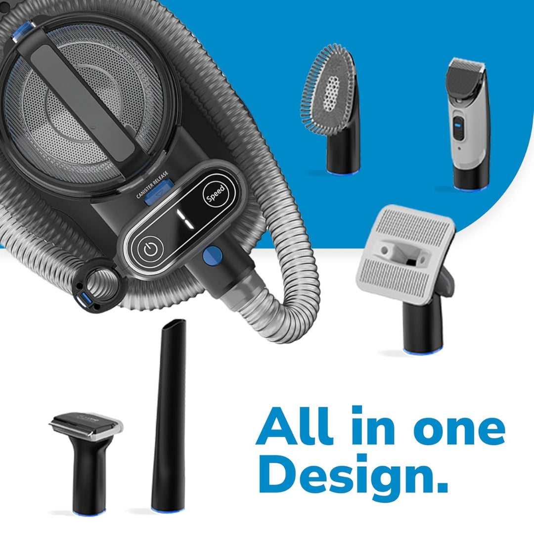 Powerful suction grooming vacuum for shedding pets