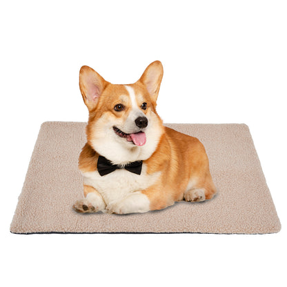Self-heating plush pet pad for cats and small dogs
