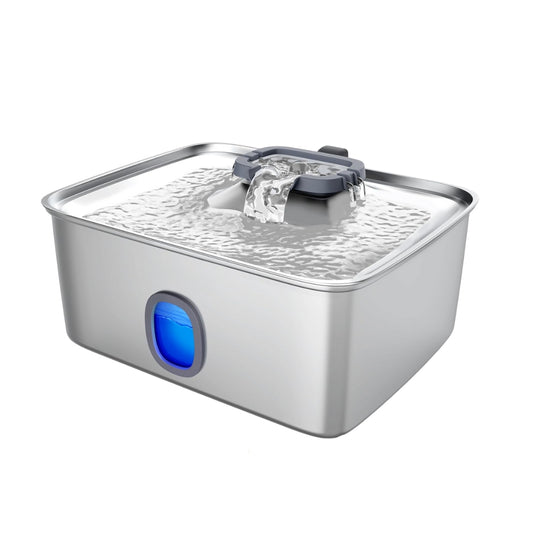 4Gal/15L large dog water fountain with LED light and water window