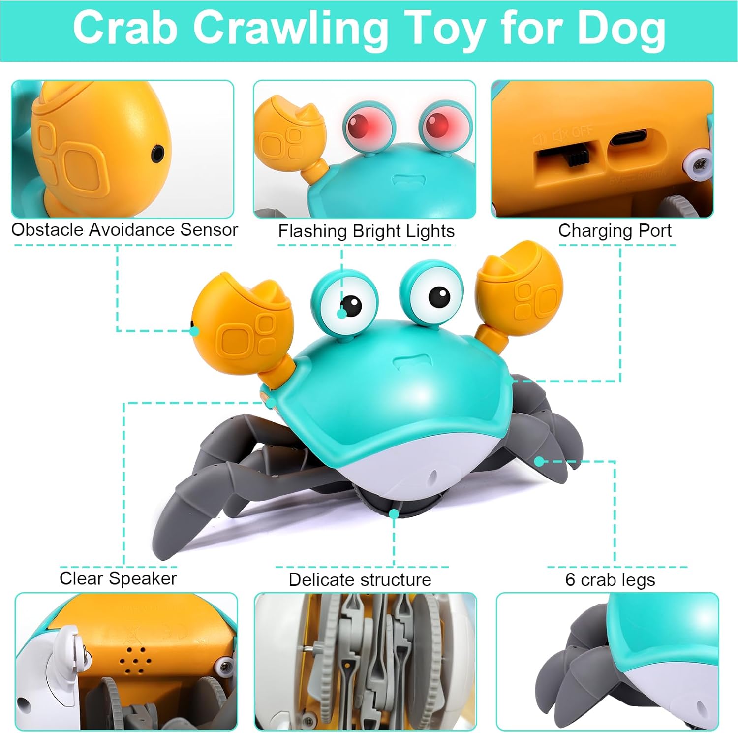 Interactive crawling crab toy for dogs and cats