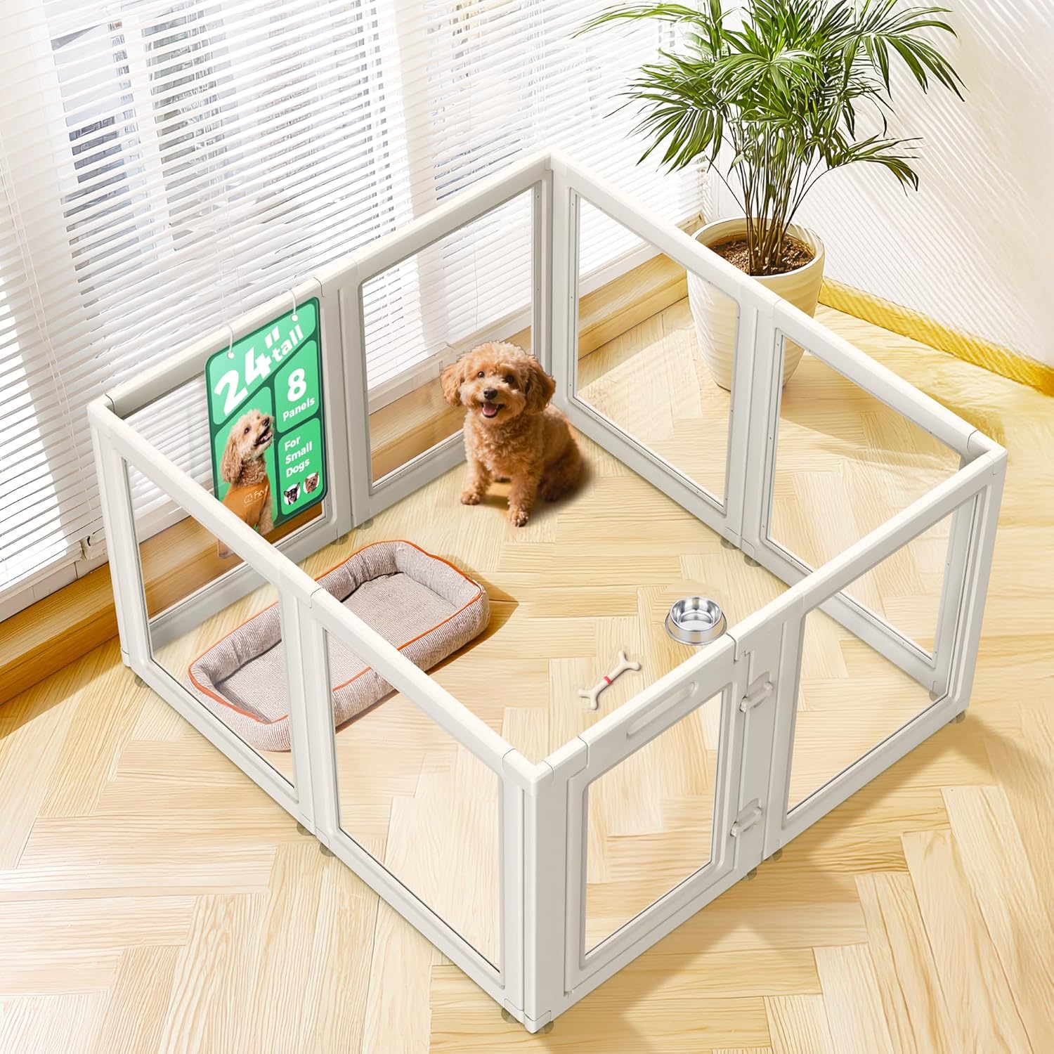Clear acrylic indoor dog playpen for small dogs