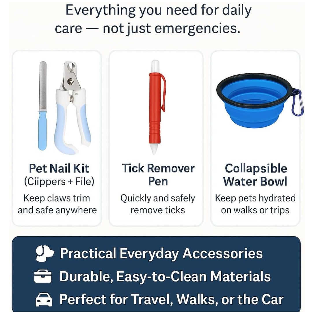 

Portable pet first aid kit for hiking and travel