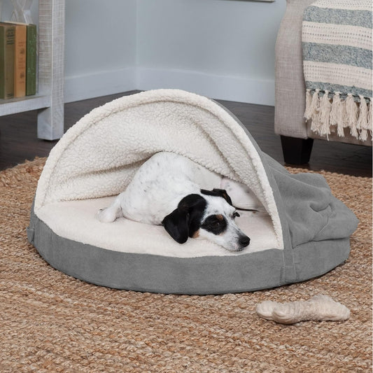 

Sherpa fleece and micro suede pet bed for small dogs