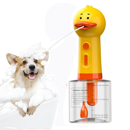 

Easy one-touch foam pet bathing device