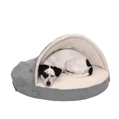 Orthopedic Round Dog Winter Bed with Removable Washable Cover – Soft Sherpa & Suede for Medium/Smal Dogs