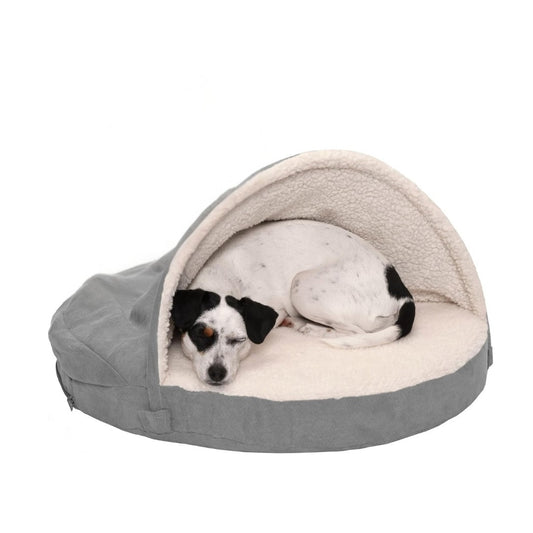 Orthopedic Round Dog Winter Bed with Removable Washable Cover – Soft Sherpa & Suede for Medium/Smal Dogs