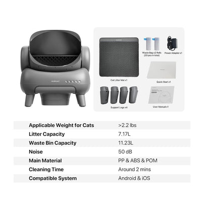 

Quiet automatic cat toilet with smart modes