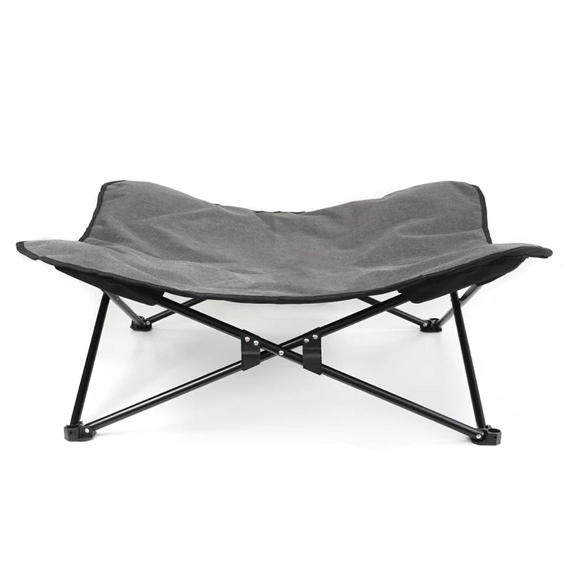 Foldable elevated pet bed for outdoor camping