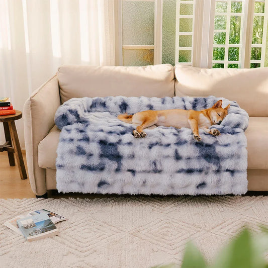 

Washable faux fur pet sofa protector cover