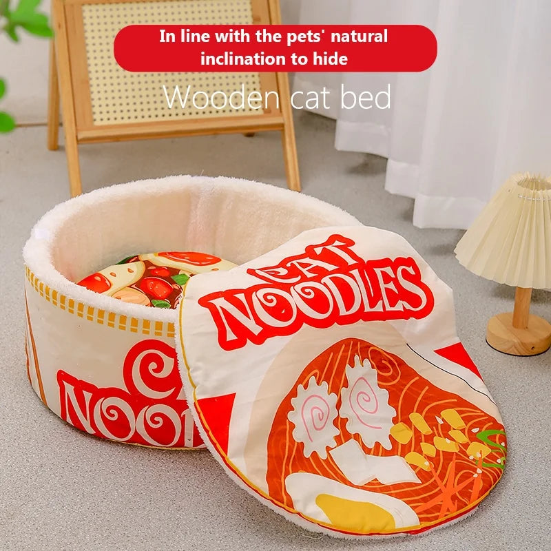 

Semi enclosed plush cat bed for cozy rest