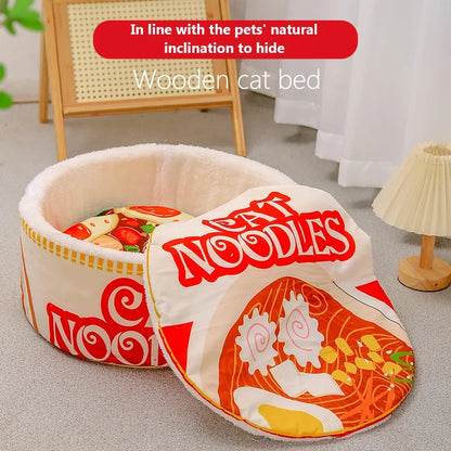 

Semi enclosed plush cat bed for cozy rest