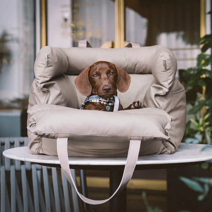 

Portable pet seat with side storage pockets