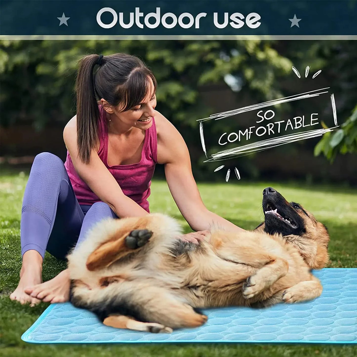 Dog Cooling Mat – Breathable Ice Silk Pet Bed for Summer, Dual-Sided Washable Cooling Blanket