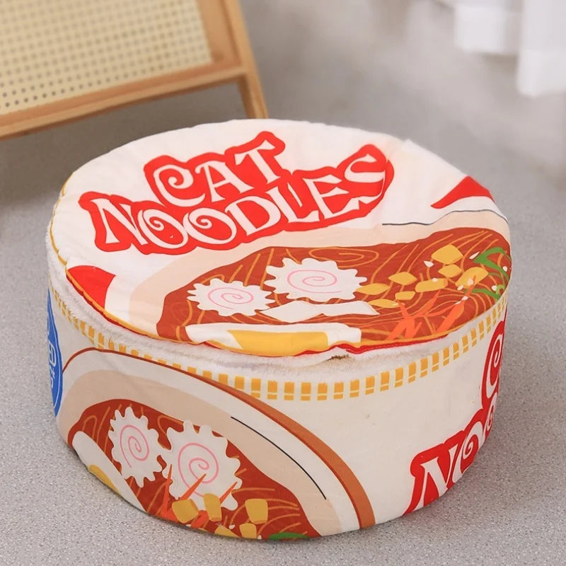 

Soft red ramen-style cat house