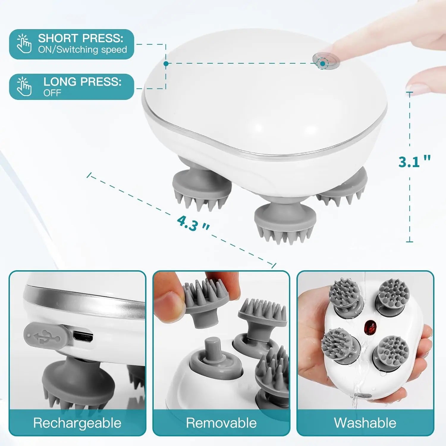 

Cordless waterproof pet massage tool