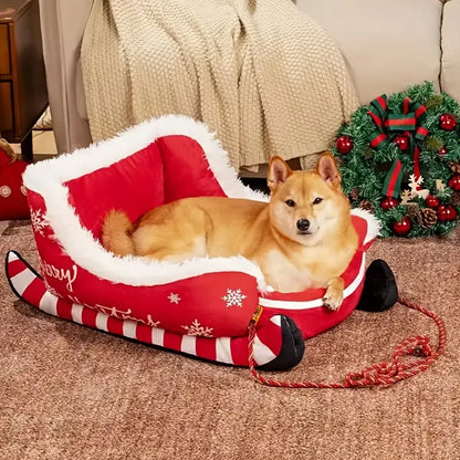

Cozy plush dog nest for indoor winter use
