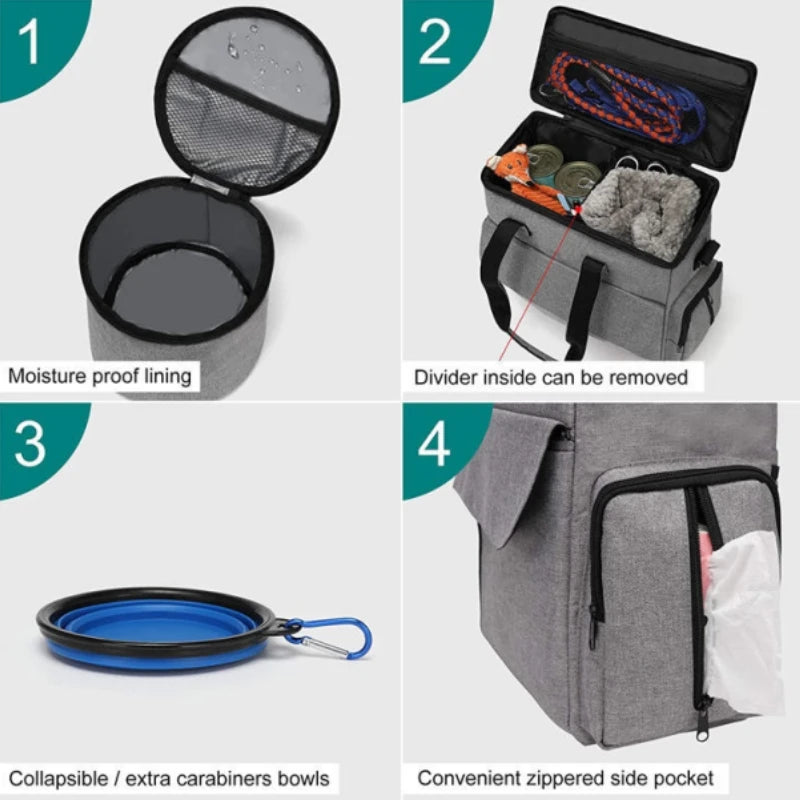 

Durable polyester dog travel tote