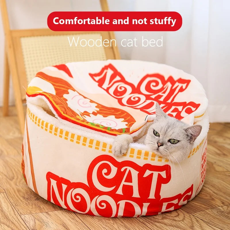 

Cute cartoon ramen bowl pet bed for indoor cats