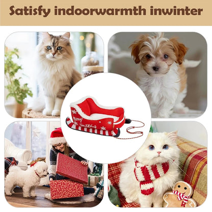 Christmas Sleigh Pet Bed – Soft Washable Plush Sofa with Non-Slip Base for Dogs & Cats