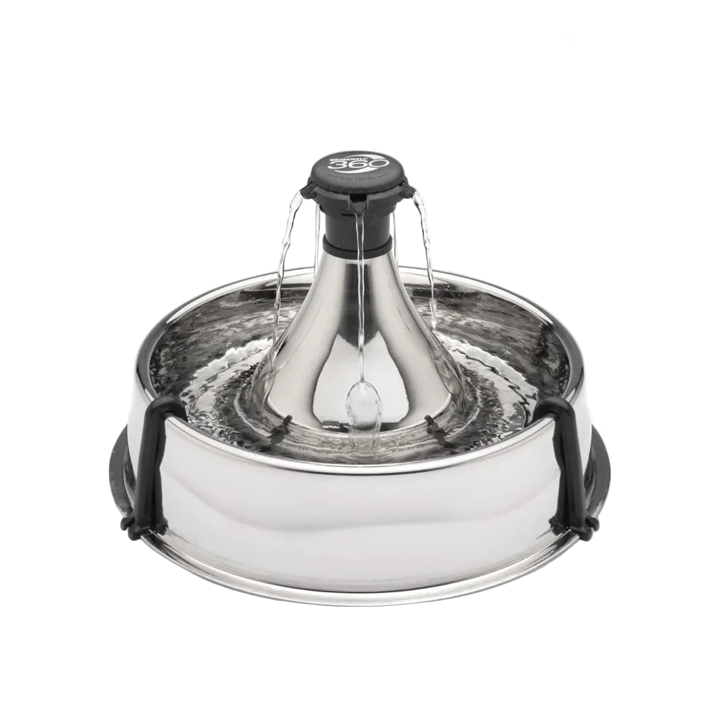 Stainless 360 Pet Fountain – 1 Gallon Water Dispenser for Dogs & Cats with Customizable Flow and Hair Filter