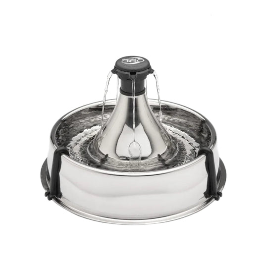 Stainless 360 Pet Fountain – 1 Gallon Water Dispenser for Dogs & Cats with Customizable Flow and Hair Filter