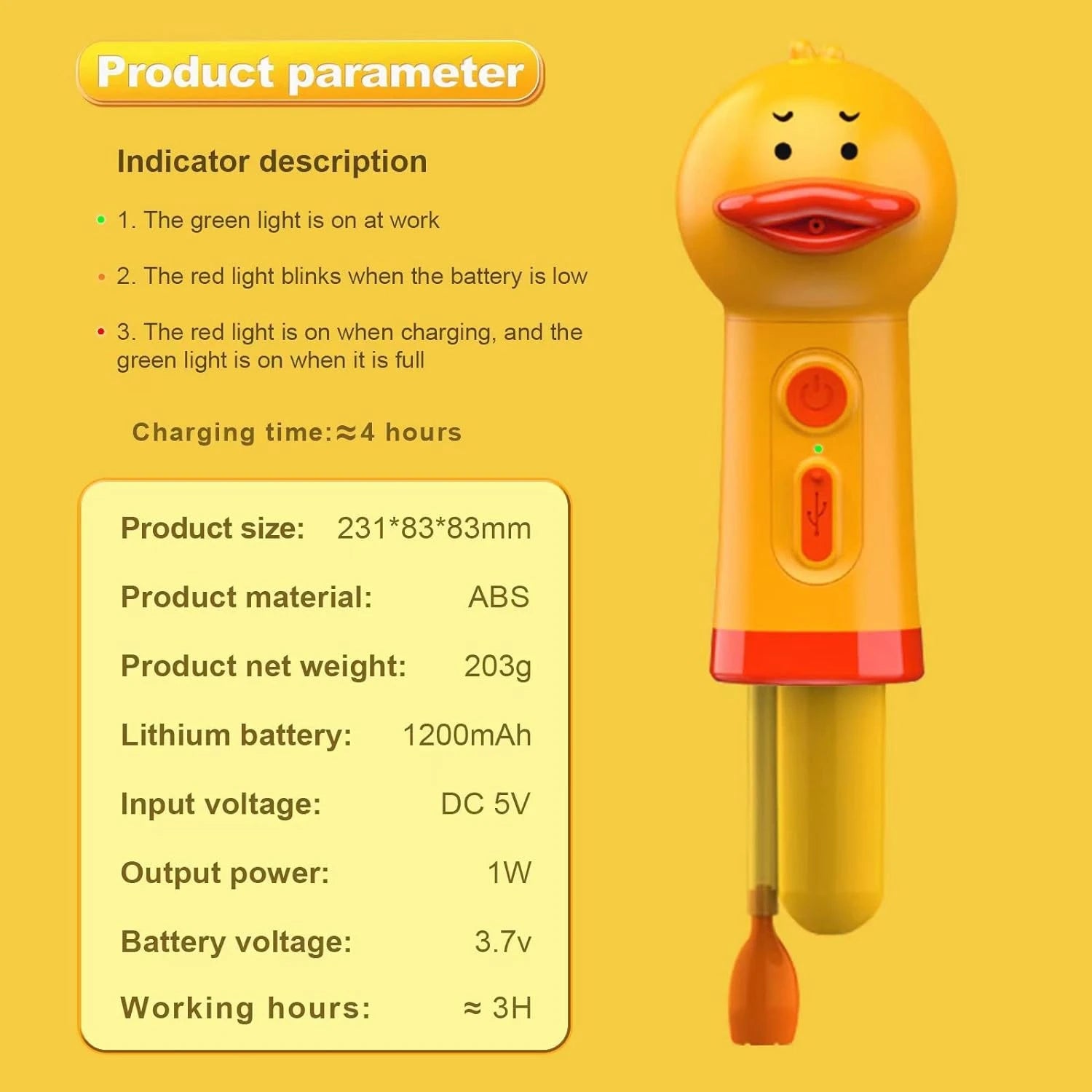 

USB charging yellow duck pet cleaner