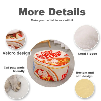 

Fluffy ramen cat bed with Velcro cover