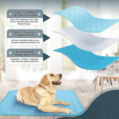 Dog Cooling Mat – Breathable Ice Silk Pet Bed for Summer, Dual-Sided Washable Cooling Blanket