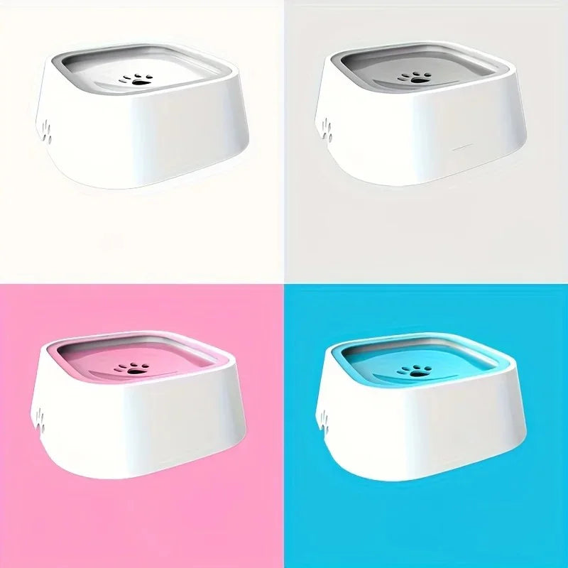Floating disk pet bowl preventing water mess