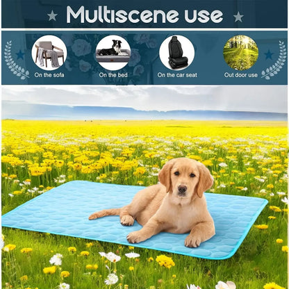 Dog Cooling Mat – Breathable Ice Silk Pet Bed for Summer, Dual-Sided Washable Cooling Blanket