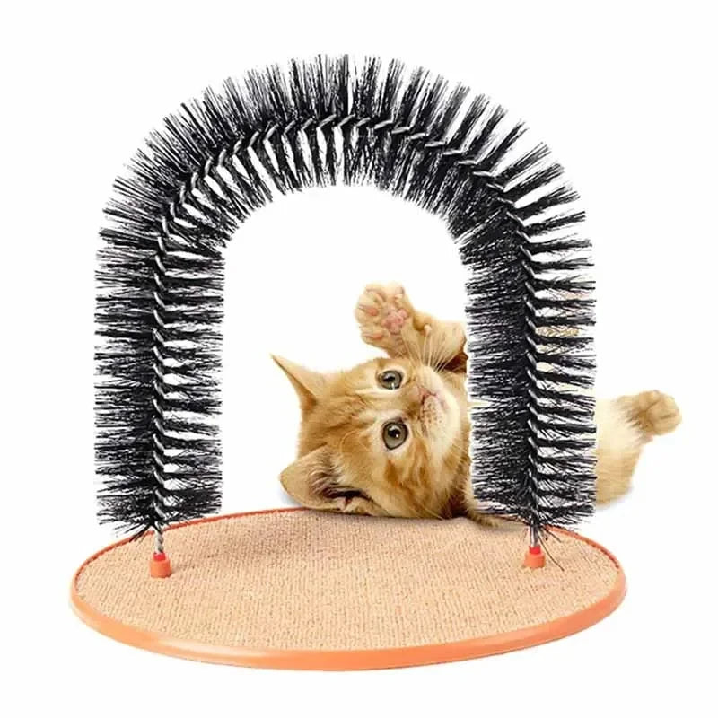 

Cat rubbing brush arch removes loose fur
