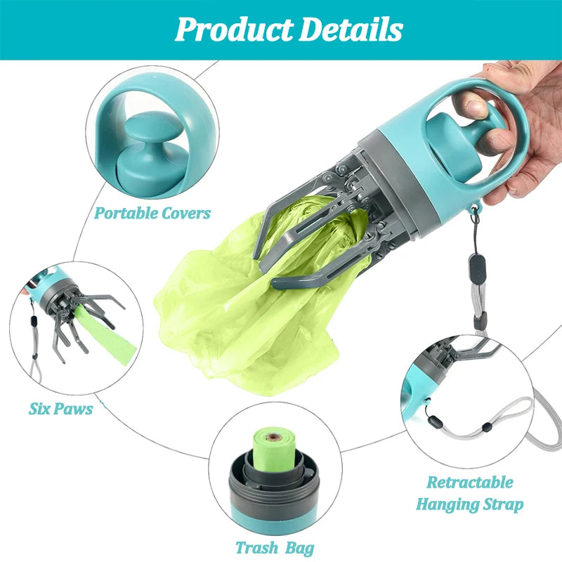 

Pooper scooper with integrated poop bag holder